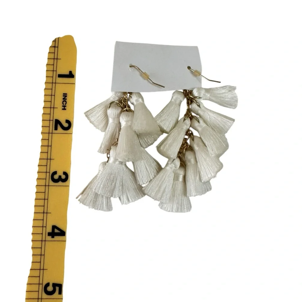 Vintage‎ Elegant Cream Tassel Earrings Boho Eclectic Retro Y2K